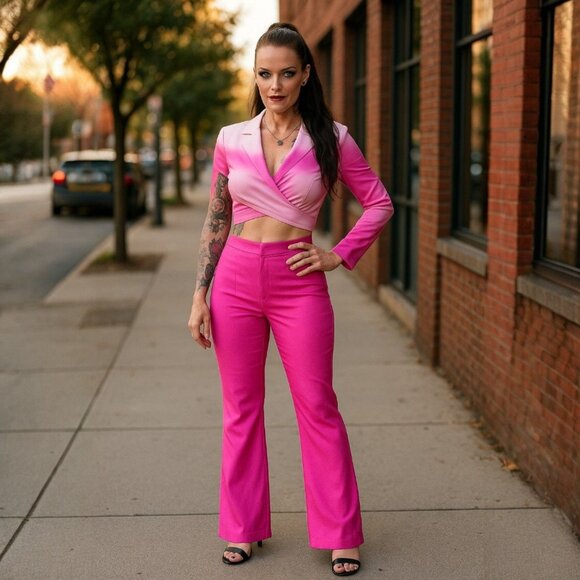 Pink Ombre Vegan Leather Wrap Blazer – Sweet Second Story – Size S – Dolls Kill - Picture 5 of 6